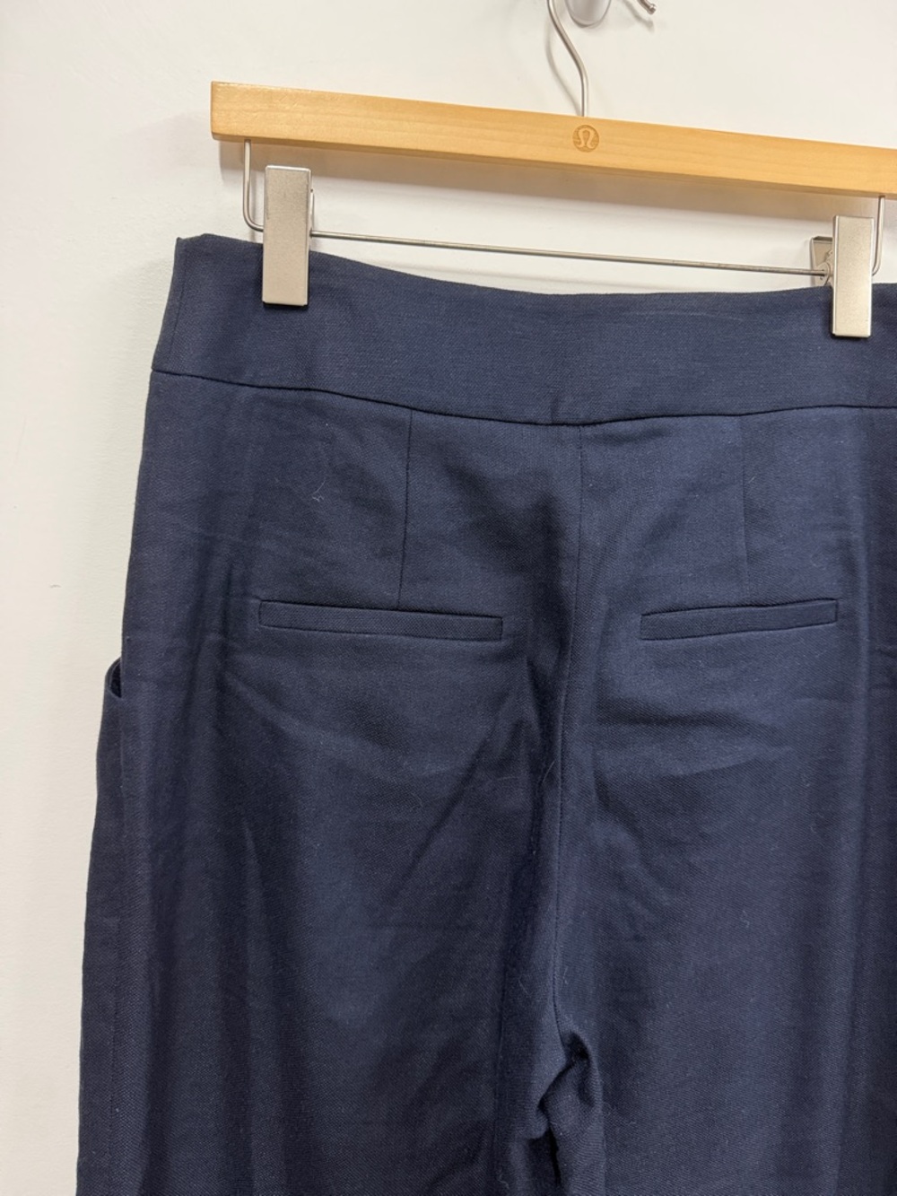 Veronica Beard Kuna linen blend wide navy leg pants 8 - Picture 7 of 9